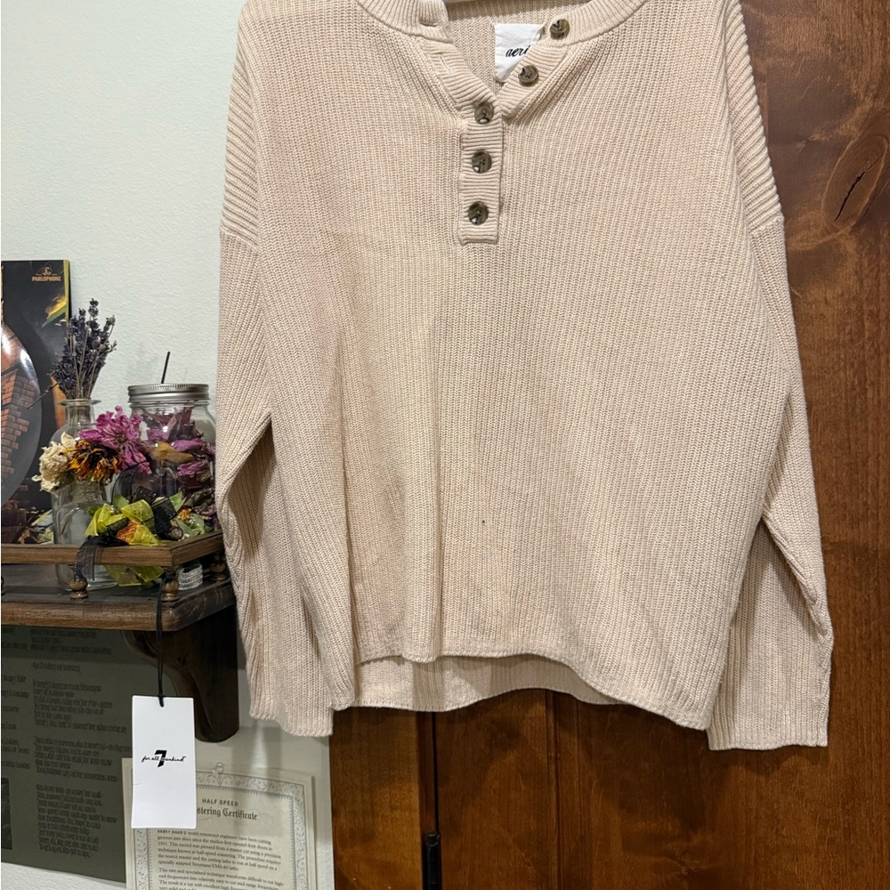 AE Cream Button-Up Sweater
